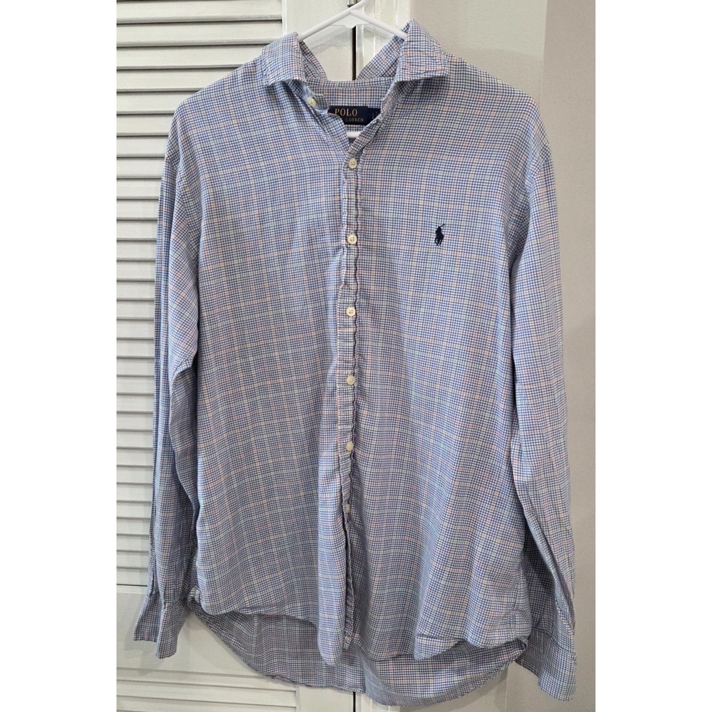 Polo Ralph Lauren Mens Multi-Colored Plaid Long Sleeve Button-Up Shirt Large